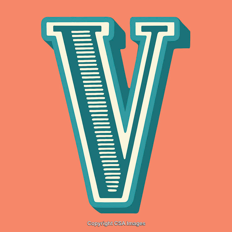 Stylized Illustration of the Letter V in Vibrant Colors