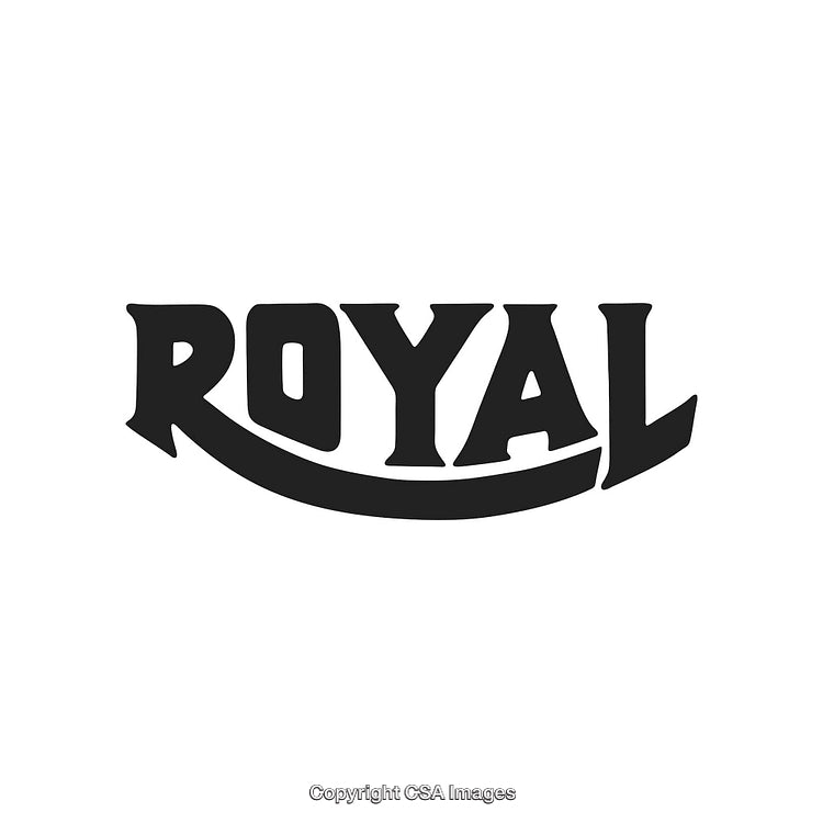 Retro Styled Royal Text Logo in Black on White Background