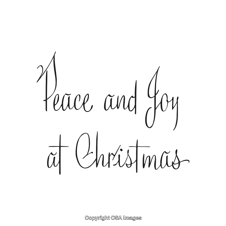 Elegant Calligraphy Featuring 'Peace and Joy at Christmas' Greeting