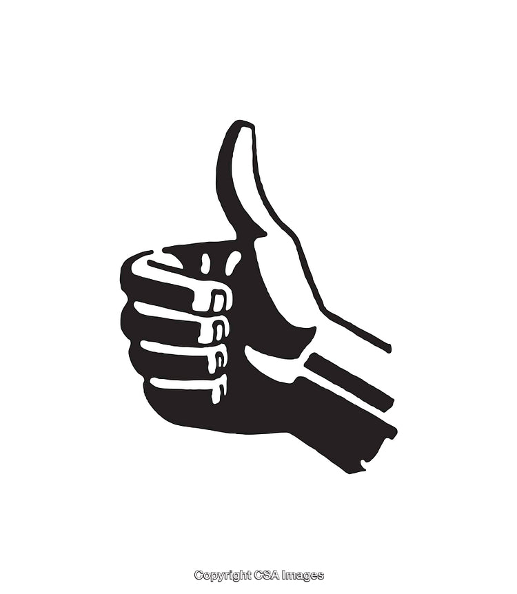 Black and White Thumbs Up Line Art Symbol of Positivity