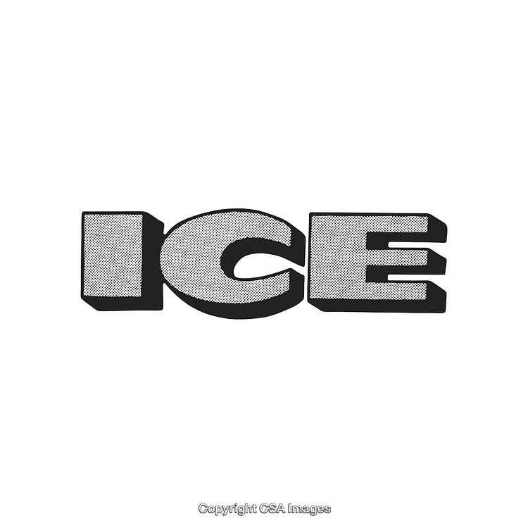 Black and White Halftone Styled Bold Ice Text Illustration