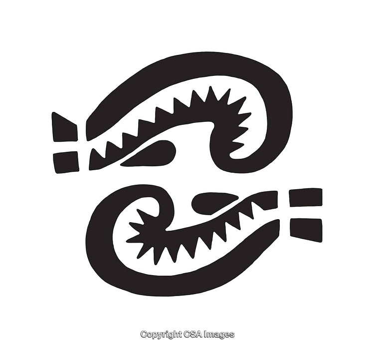 Black and White Abstract Tribal Symbol with Intricate Design