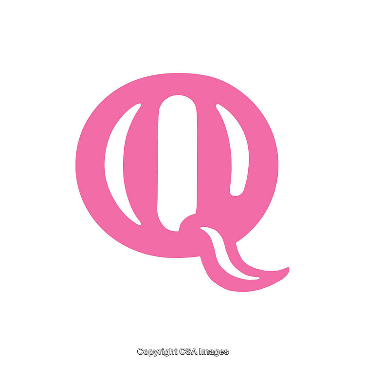 Pink Stylized Letter Q Isolated on White Background