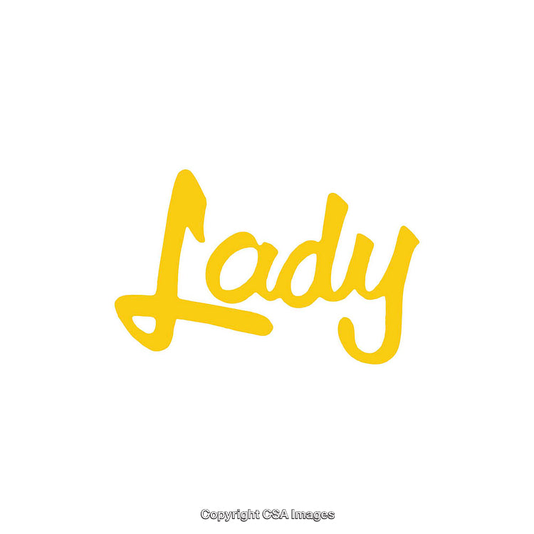 Yellow Text Illustration Featuring the Word 'Lady' on White Background