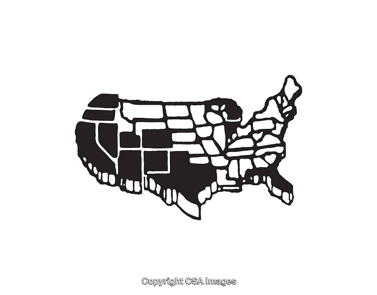 Black And White Line Art Illustration of United States Map