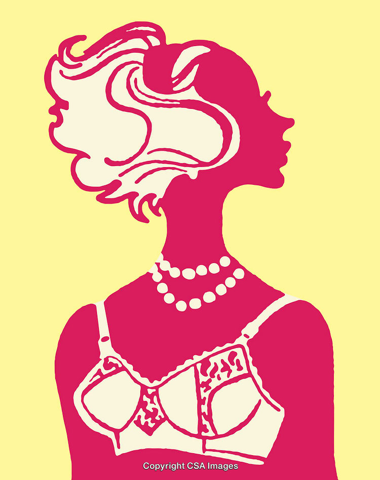 Colorful Line Art Silhouette of Woman with Stylish Hairstyle and Accessories