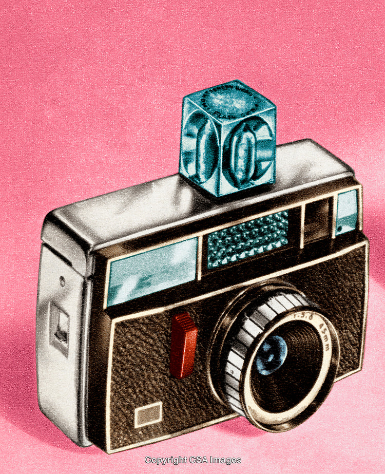 Retro Camera With Artistic Design on Pink Background