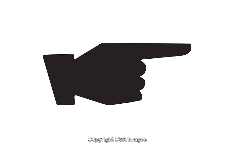 Black Silhouette Icon of a Pointing Hand Facing Right