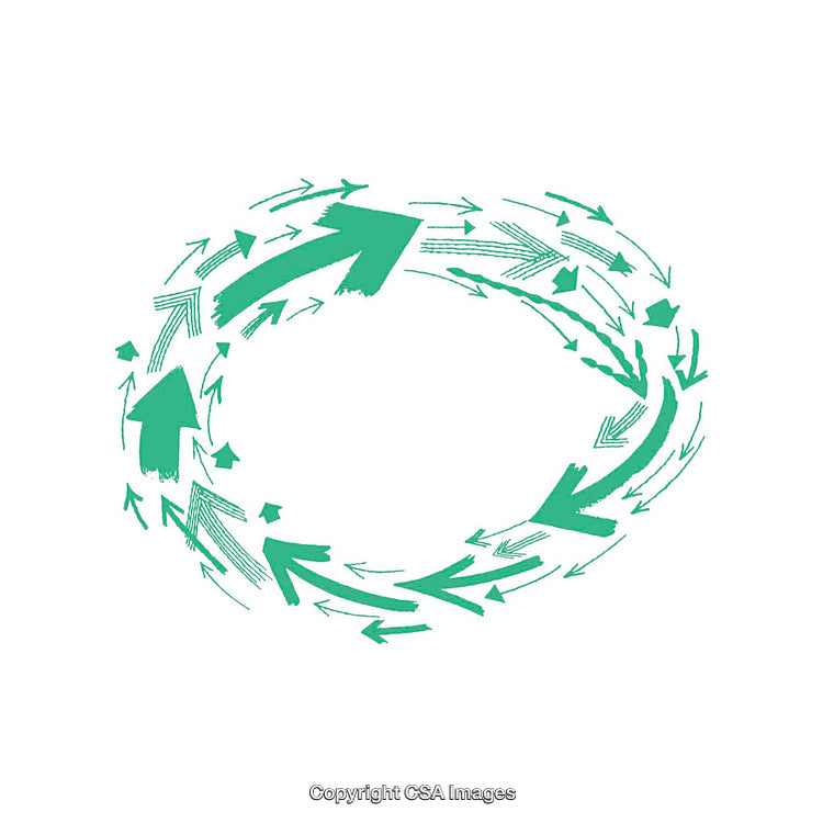 Abstract Circular Movement of Green Arrows in a Dynamic Design