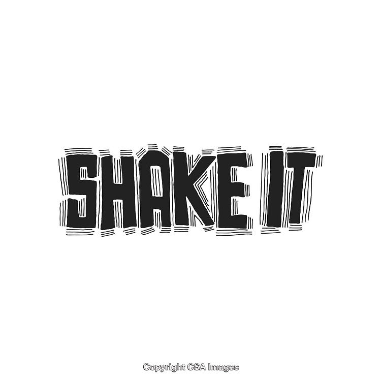 Abstract Text Design Featuring the Phrase 'Shake It' in Bold Black Font