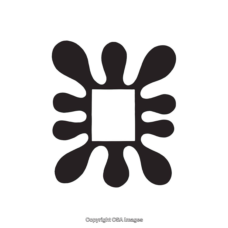 Abstract Black and White Dingbat Shape with Curved Radiating Arms