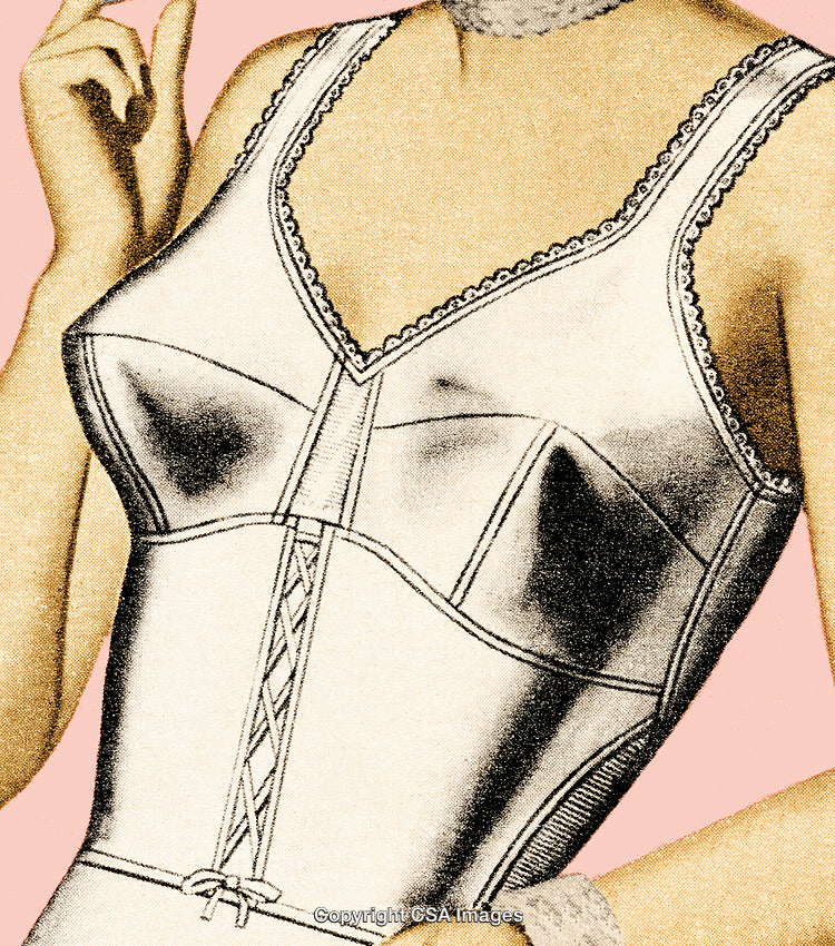 Vintage Illustration of Lingerie in Retro Artistic Style on Pastel Background