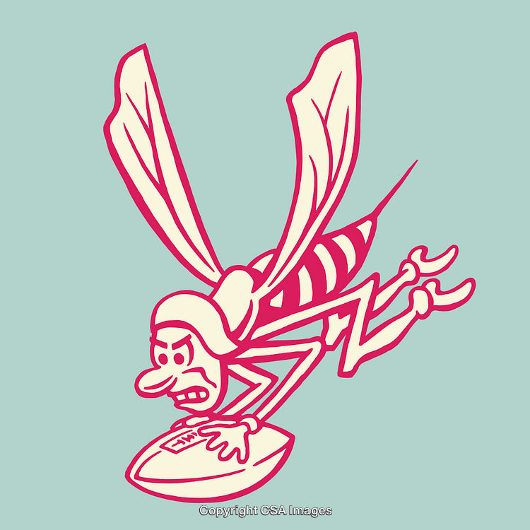 Cartoon Bee Playing Football in Bright Line Art Illustration Style