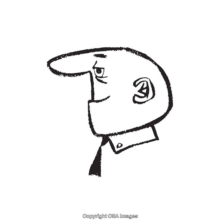 Simple Black and White Line Art Profile of a Character