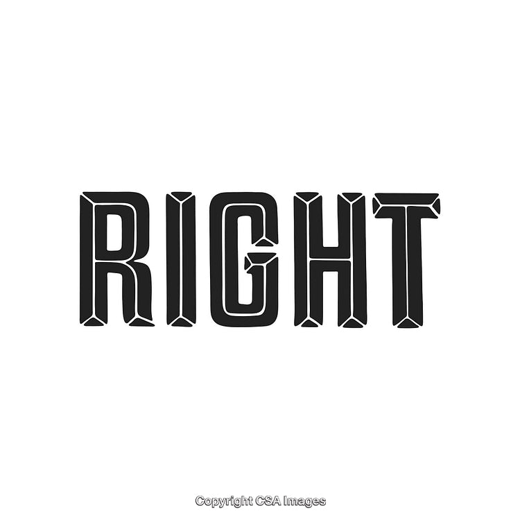Bold Typography Spelling 'Right' With Black Letters on White Background