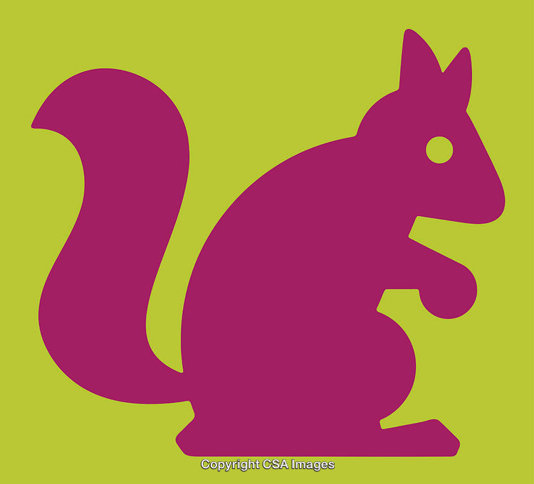 Purple Squirrel Silhouette on a Bright Green Background