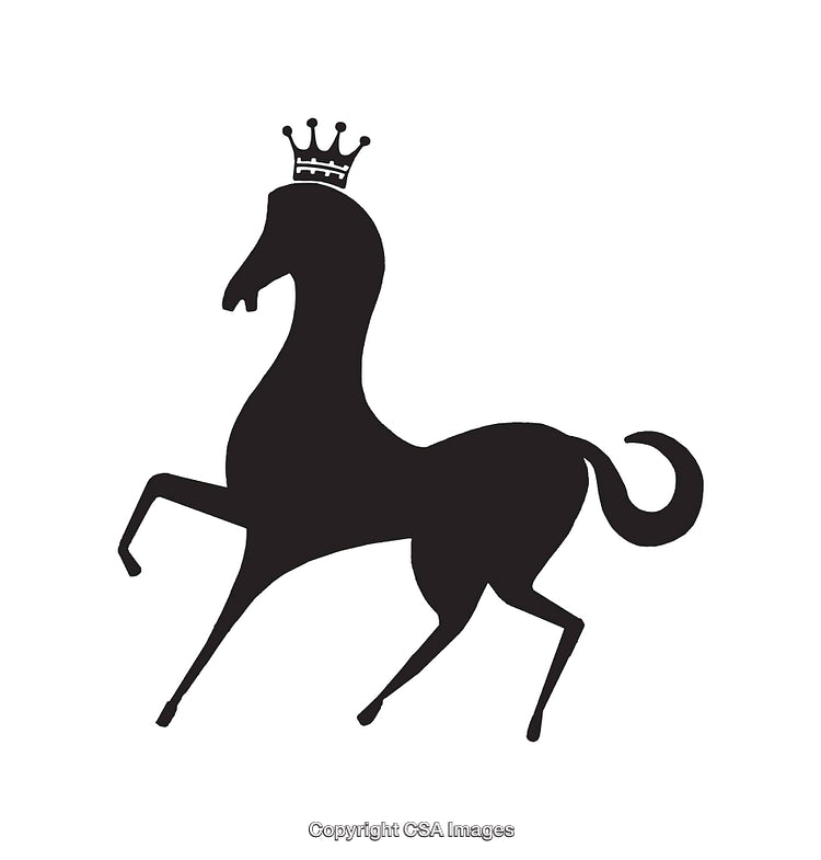 Black Silhouette of a Crowned Horse in a Royal Style