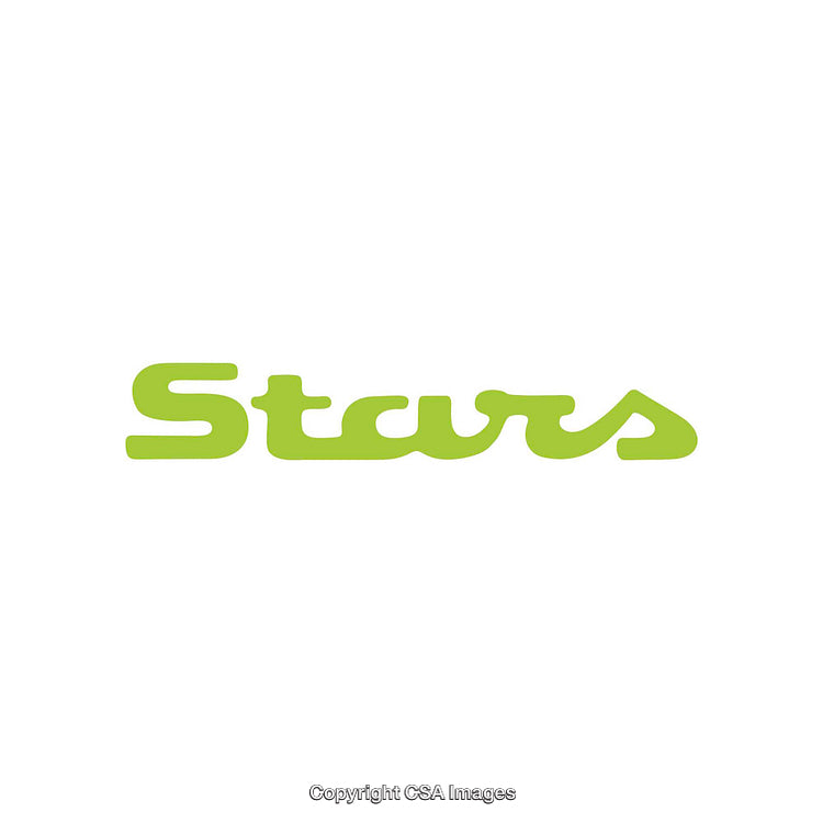 Green Stylized Typography Displaying the Word 'Stars' on a White Background