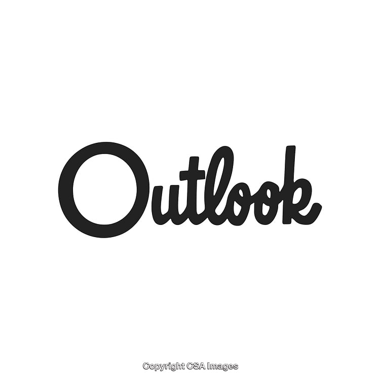 Elegant Word 'Outlook' in Bold Cursive Font on White Background
