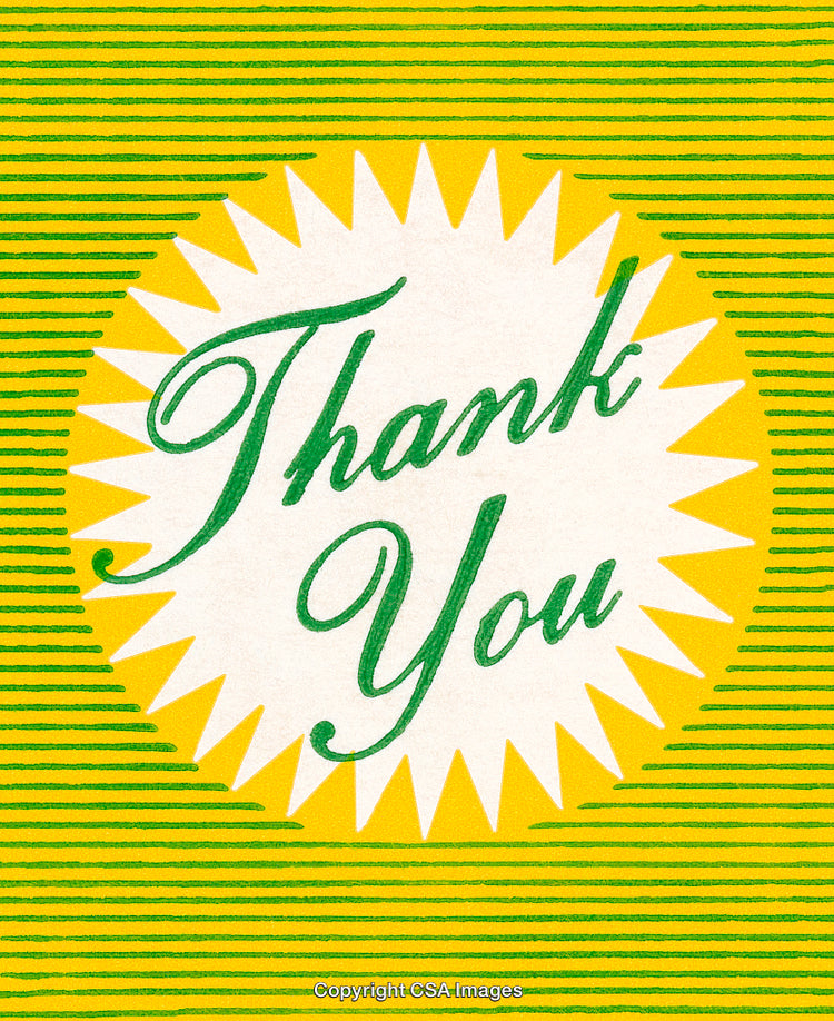 Bright and Cheerful Thank You Lettering with Green and Yellow Design Elements
