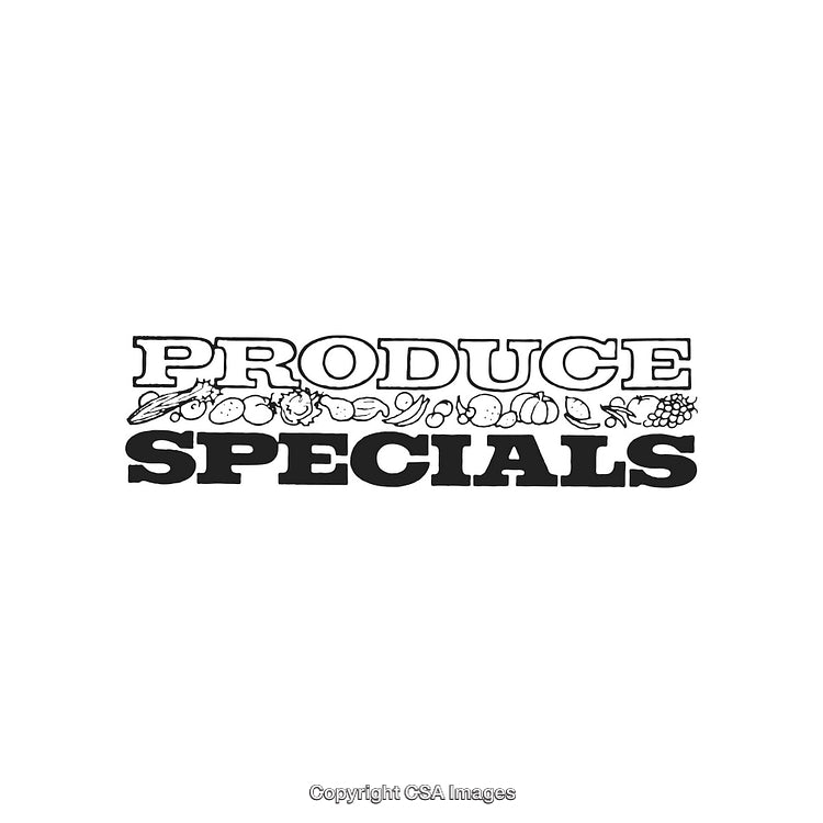 Produce Specials Display Sign Highlighting Fresh Fruits and Vegetables