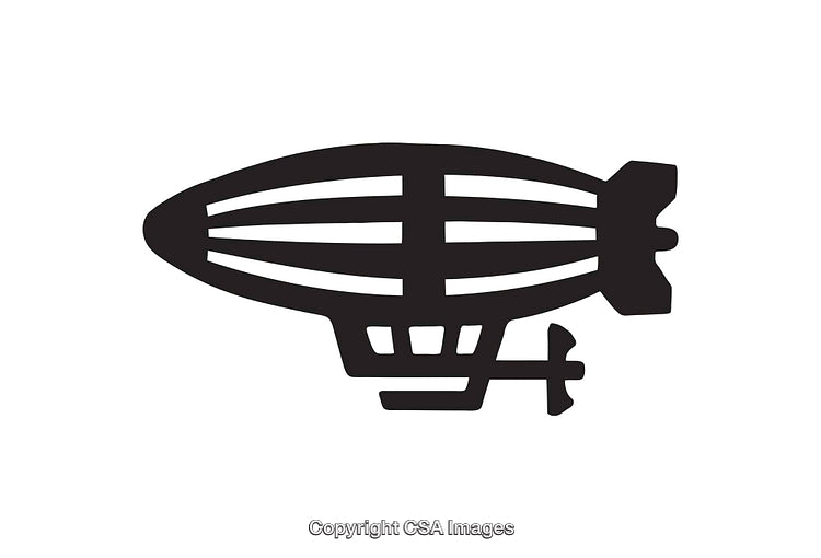 Black and White Line Art of a Simplistic Airship Icon