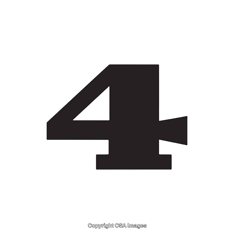 Bold Display of the Number Four in Black on a White Background