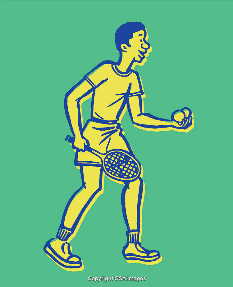 Illustration of an Active Tennis Player with Vibrant Colors