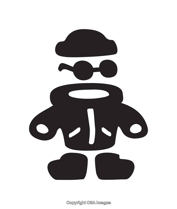 Minimalist Black and White Icon of a Person in Stylish Attire