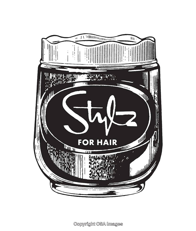 Monochrome Line Art Illustration of a Hair Styling Jar