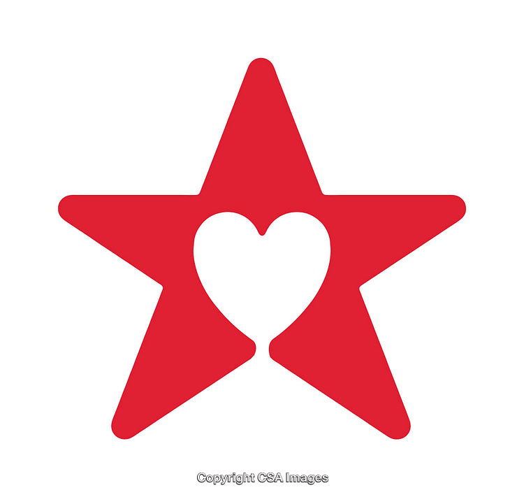 Red Star Icon with a Heart Cutout Symbolizing Love and Recognition