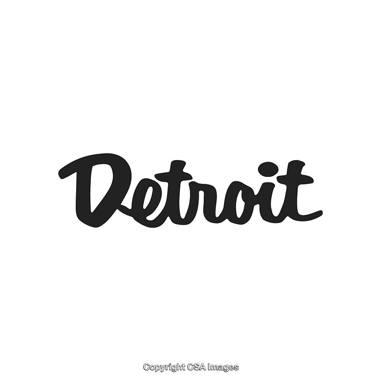 Stylish Detroit Handwritten Typography Design on a Simple White Background