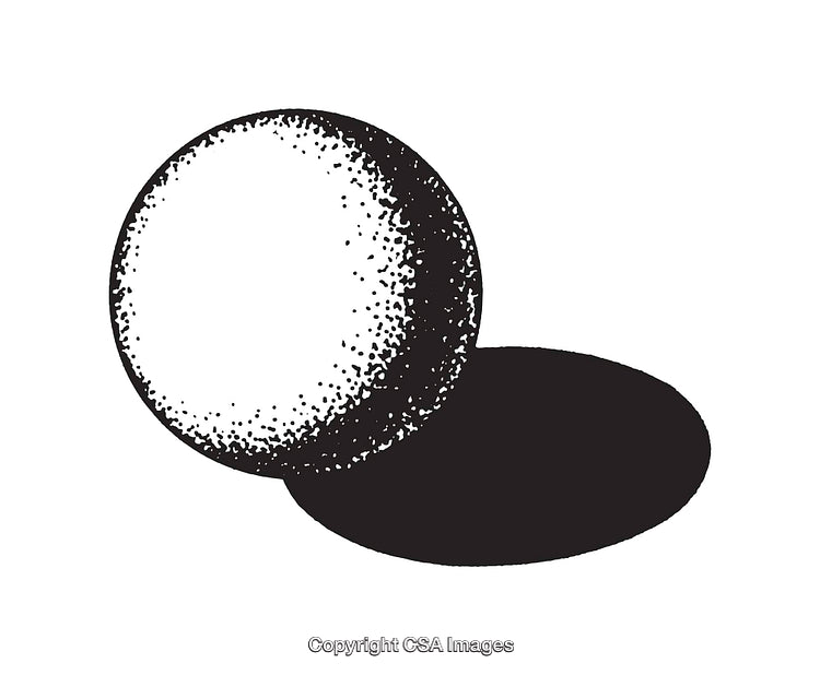 Black and White Line Art Illustration of a Sphere With Shadow