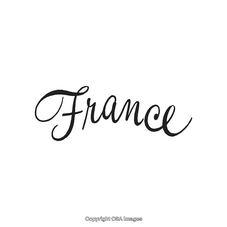 Elegant Calligraphy Spelling "France" in Black Script on a White Background