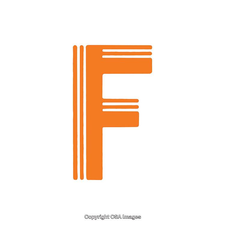 Orange Stylized Letter F with Minimalist Design on White Background