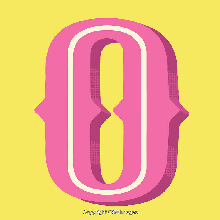 Stylized 3D Pink Letter O on Yellow Background Illustration