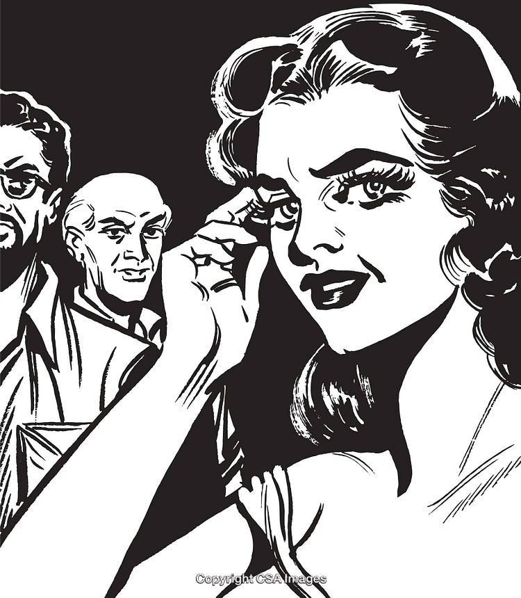 Retro Illustration of People Highlighting Mystery and Emotions
