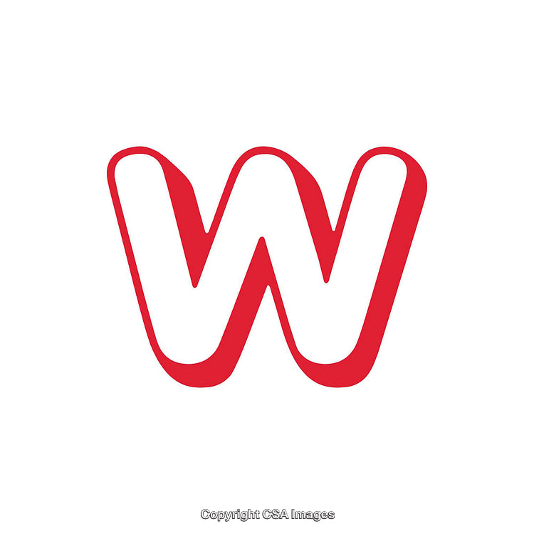 Bold Red and White Letter W on a White Background