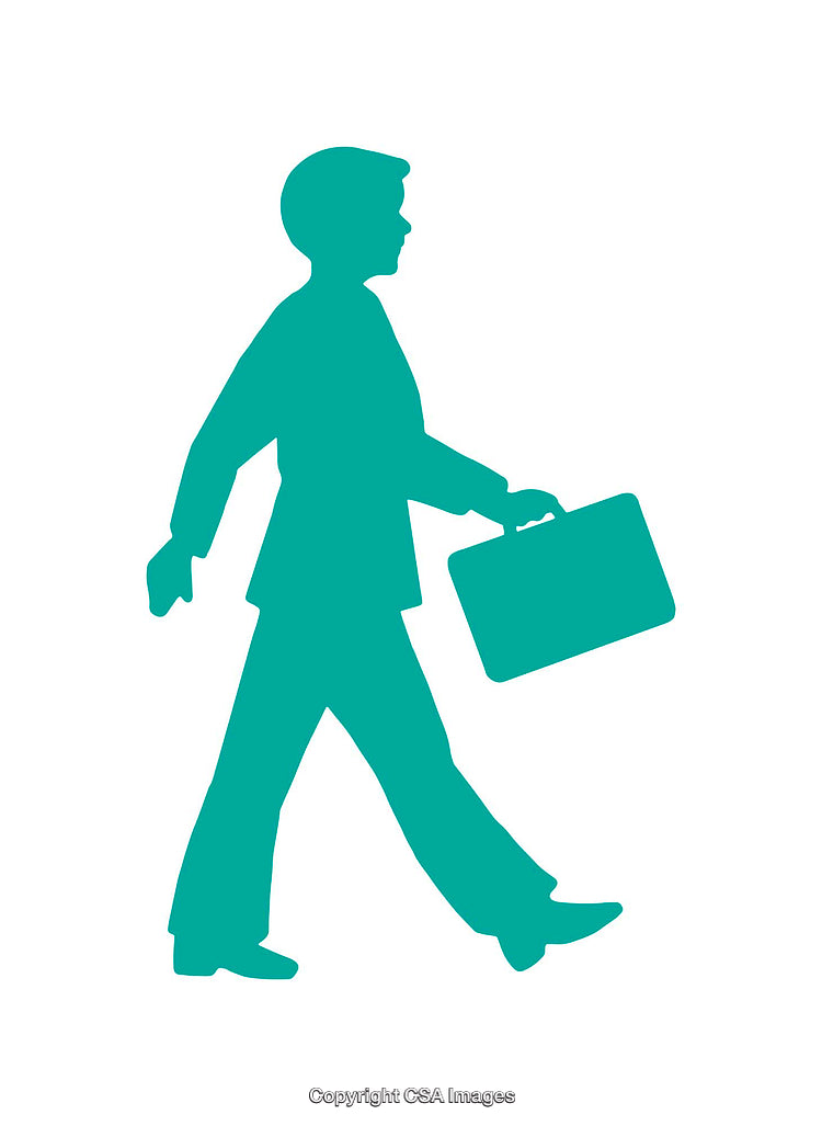 Silhouette of a Businessperson Carrying a Briefcase on a White Background