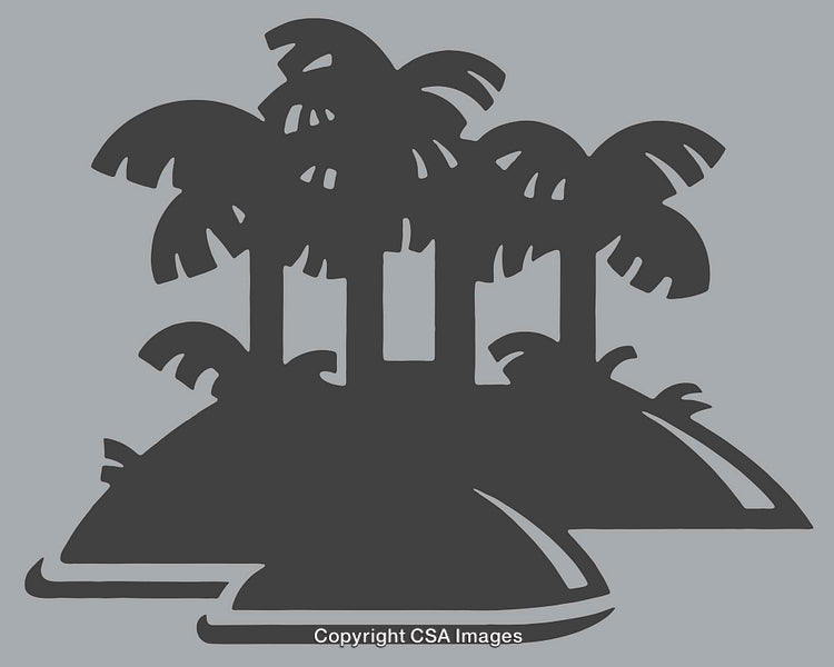 Silhouetted Palm Trees on Island in Dynamic Illustration Style