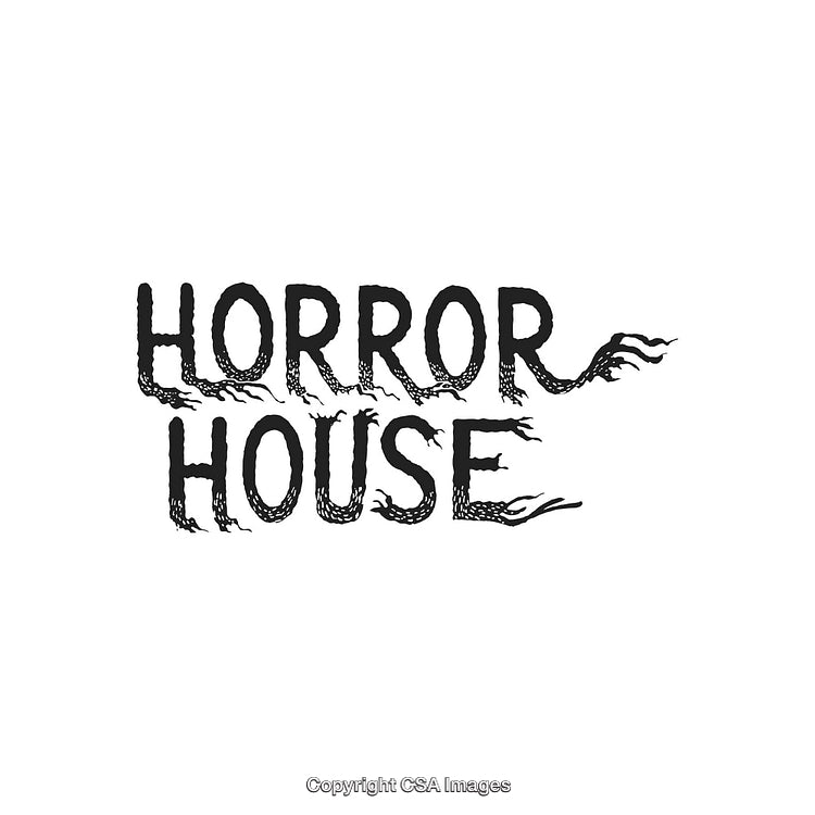 Horror House Text with Creepy Typography and Spooky Design Elements