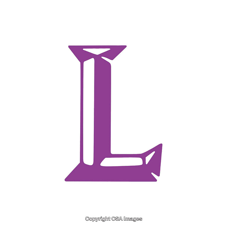 Purple Letter L Design in Decorative Style on a White Background