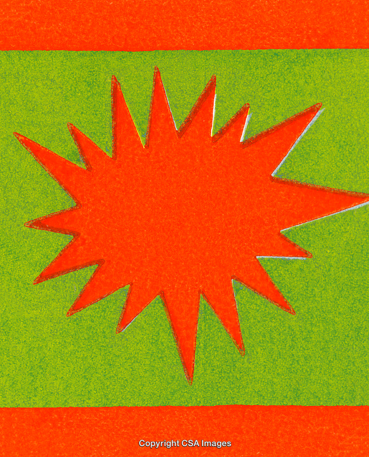 Abstract Illustration of Orange Burst on Green Background