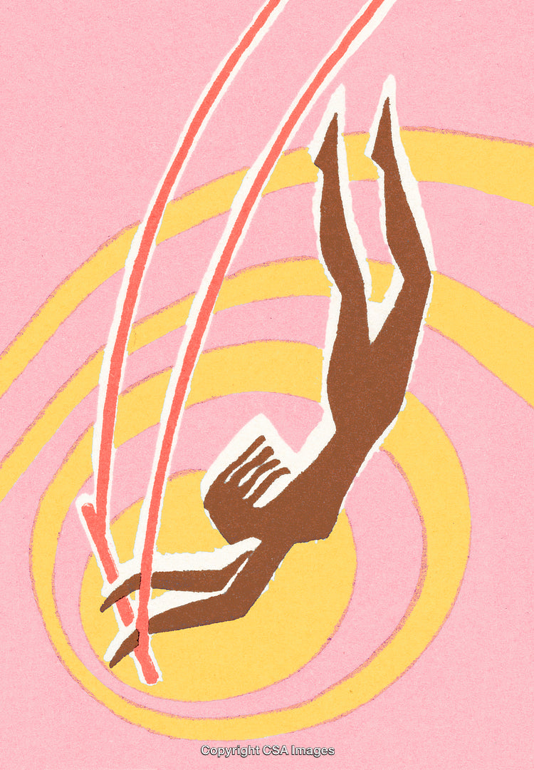 Dynamic Silhouette of a Person Swinging in Vibrant Artistic Surroundings