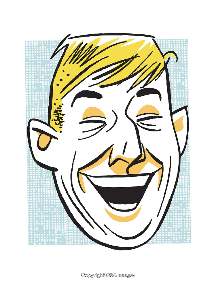 Colorful Illustration of a Laughing Face with Joyful Expression