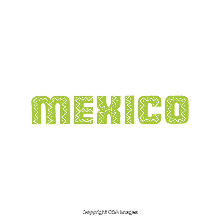 Green Mexico Text with Intricate Patterns on a White Background