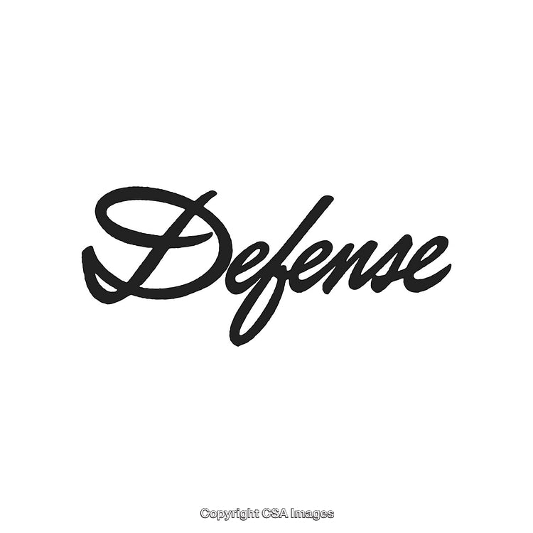 Elegant Script Design Featuring the Word 'Defense' in Black Calligraphy