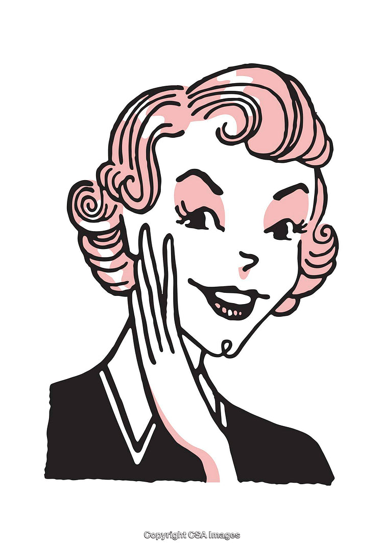 Retro Style Illustration of a Smiling Woman with a Charming Expression