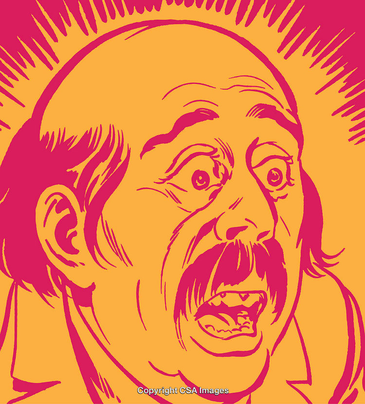 Colorful Illustration of a Shocked Man with Bold Expressive Style