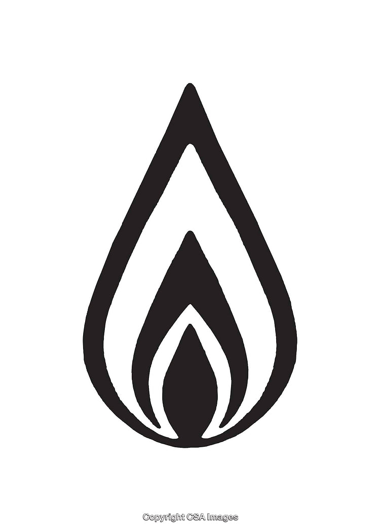 Minimalist Black and White Flame Icon with Symmetric Design